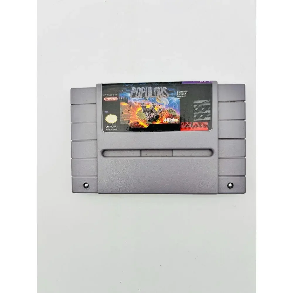 Populous Super Nintendo SNES Official Original, Authentic, Tested and Works VG